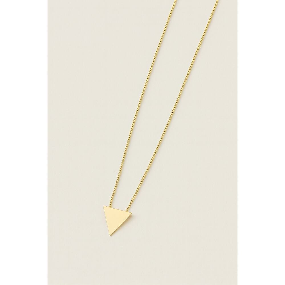 Gold Triangle Pendant Necklace + Trio of triangle Studs – Minimalist Jewelry